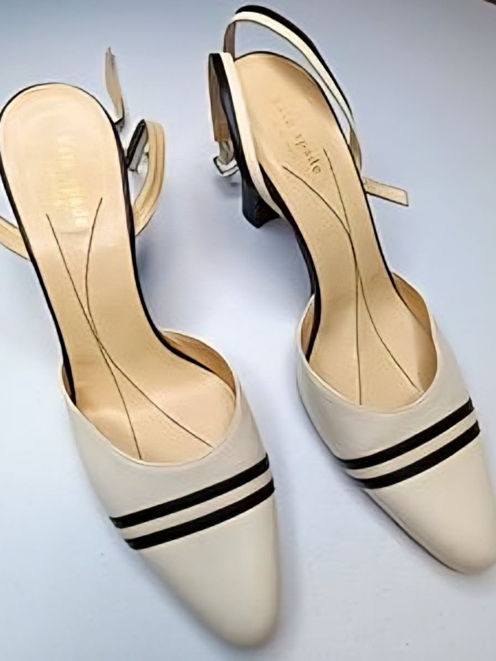 Kate Spade Black & White Ankle Strap Corpcore Office Siren Round Toe Heels US 7